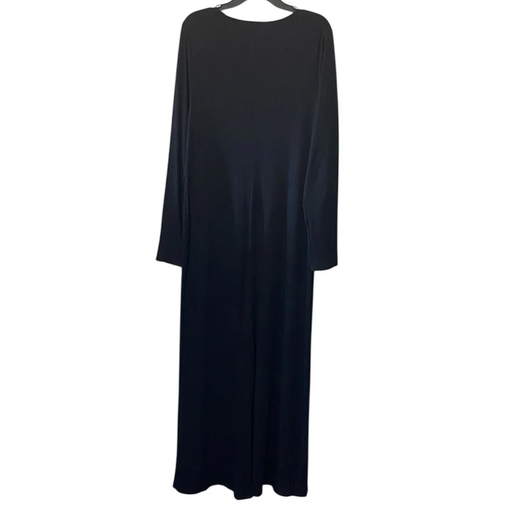 Abercrombie Fitch Ribbed Maxi Dress Womens XLT Black Long Sleeve Dark Romantic